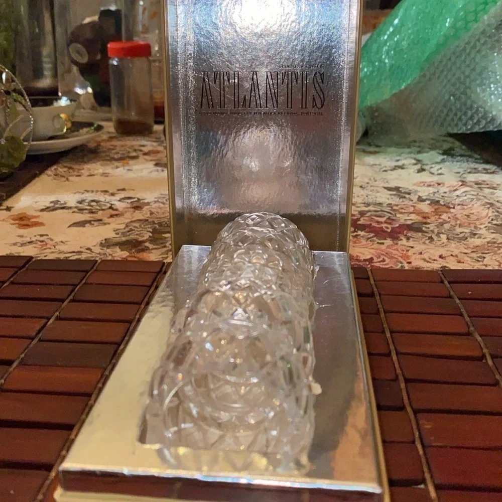 Atlantis Full Lead Crystal Napkin Rings Set Of 6 Vintage Portugal